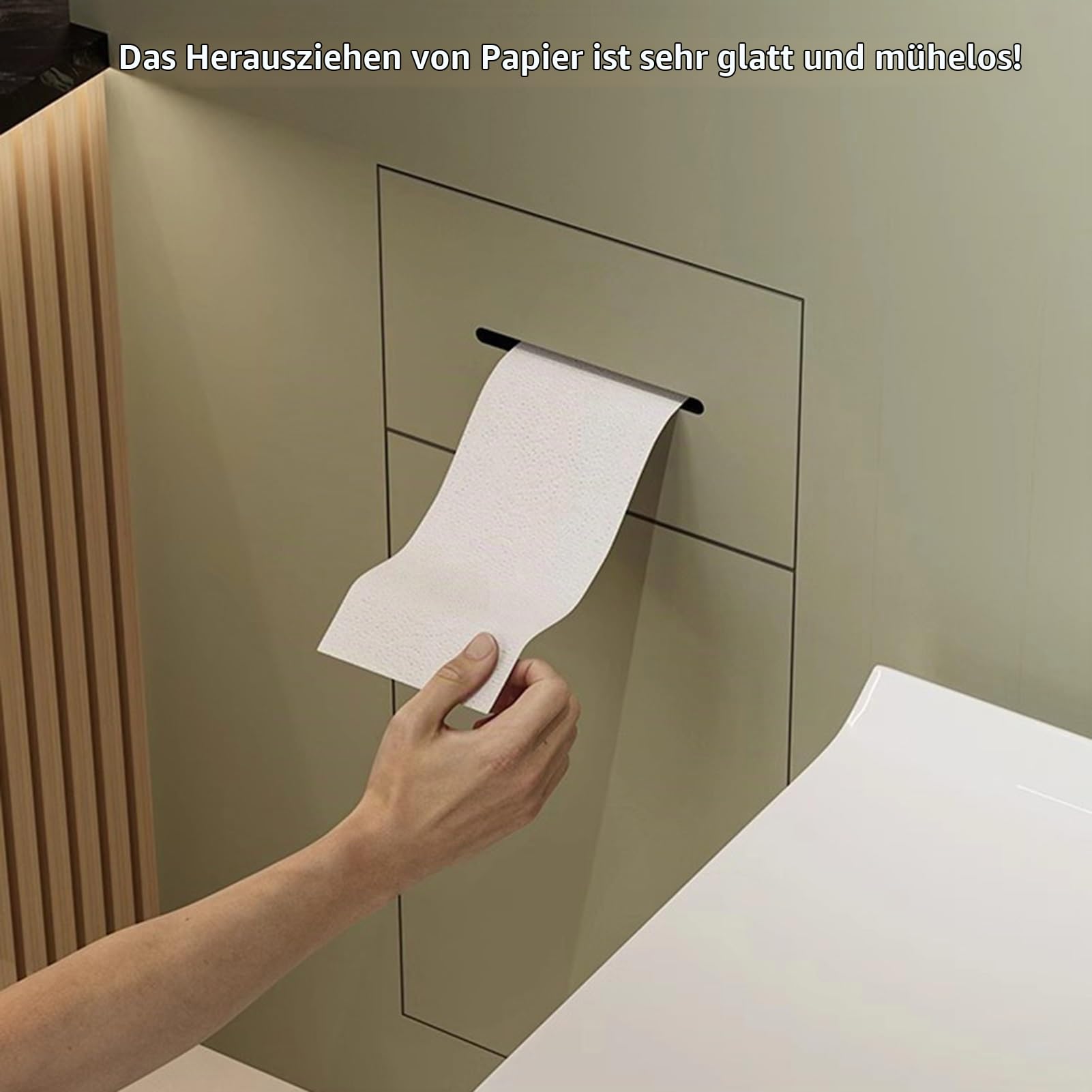 Toilettenpapierhalter Unterputz 2-in-1-Badezimmernische zum Verfliesen, Versteckter Mülleimer und Toilettenpapierhalter, Platzsparender, Moderner Kosmetiktuchhalter
