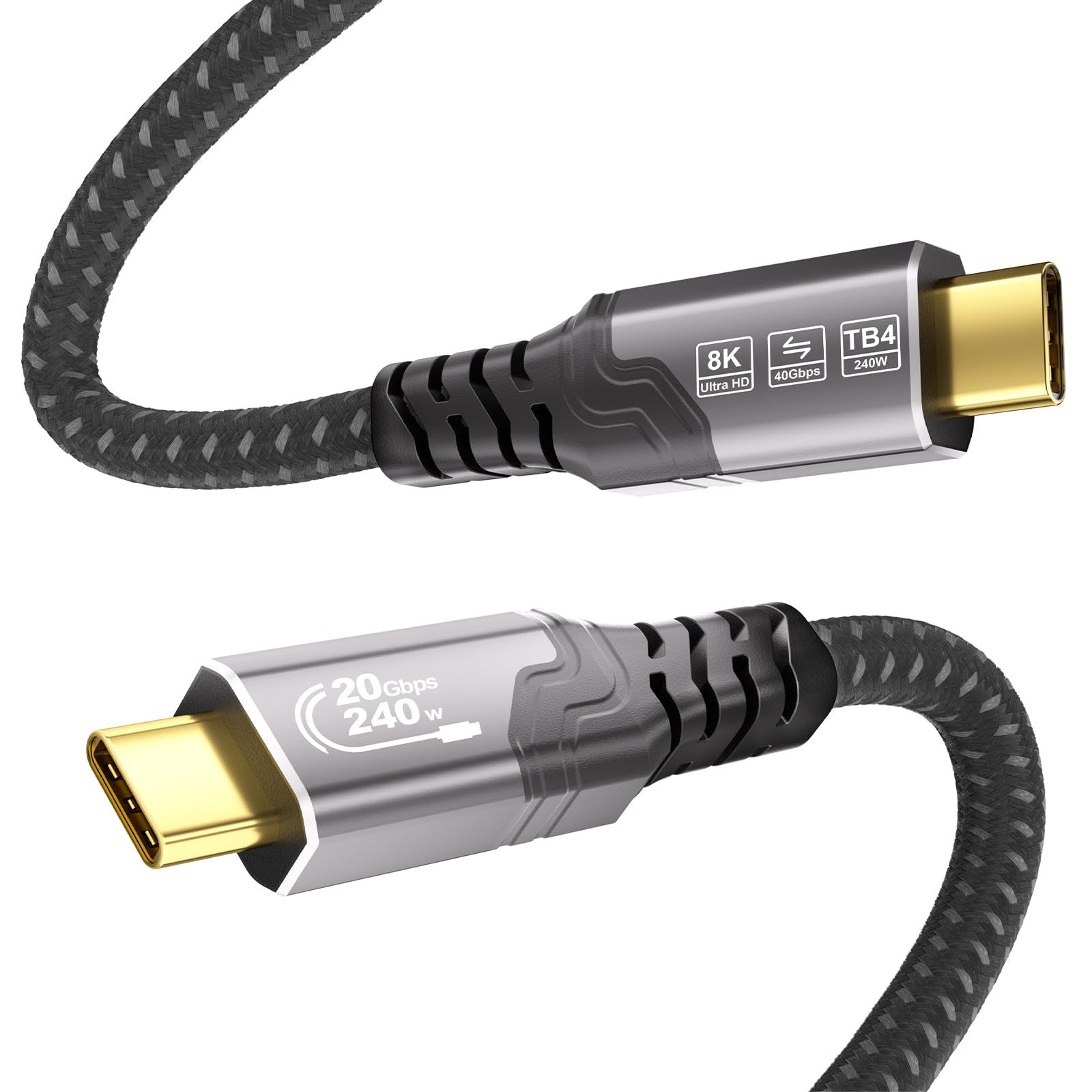 ZIKNYDO Cavo USB Type C 1m, USB-C 3.2 Gen 2x2, Video 8K@30Hz, 4K@144Hz, PD3.1 Ricarica Rapida 240W, Cavo Dati USB C 20Gbps, compatibile con Thunderbolt 4, MacBook Pro, SSD, Hub, iPhone 17/16/15