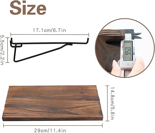 Miniatura 2 de 3 estantes de madera con 6 soportes de metal para tablero de clavijas, ganchos de tablero de clavijas, estantes organizadores de tablero de clavijas