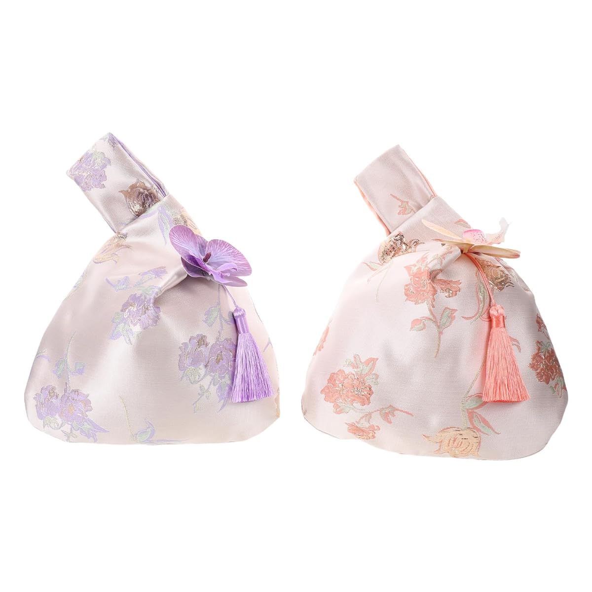 2pcs Japanese Knot Pouches bolso de mano floral miniatura 7