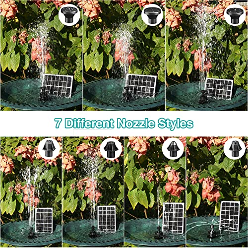Szmp Solar Fountain Pump 2023 Upgraded 100% Glass Panel, 3.5W Solar Bird Bath Fountain With 7 Nozzle, 16.4Ft Power Cord, Colorful Light, Solar Water Fountain For Pond, Patio, Garden - Battery Included #TOP4