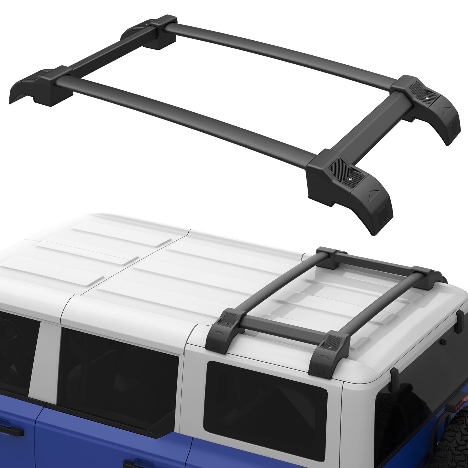 Half Short Roof Rack Cross Bars Fit for 2021-2025 2026 Ford Bronco 4-Door Hard Top, Aluminum Side Rail Luggage Carrier, for Kayak, Bike, Snowboard Low Profile Bronco Storage Accessories