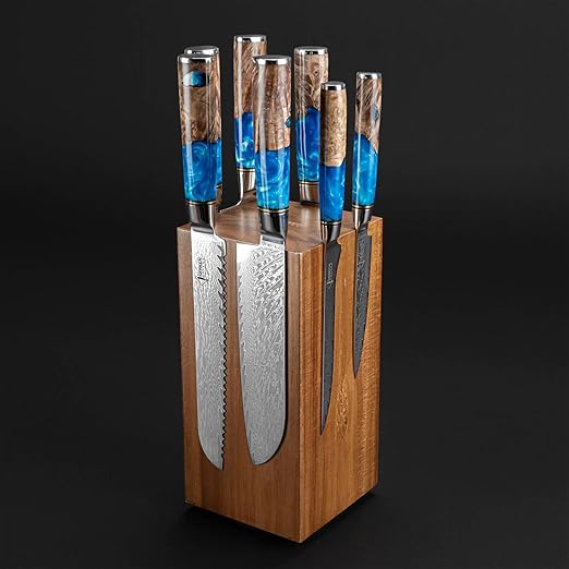 SENKEN Rotating Magnetic Knife Block without Knives, Natural Acacia Hardwood - 360 Degrees Rotation - Ultra Strong Neodymium Magnets, Universal Knife Holder & Storage (Rotating Magnetic Block)