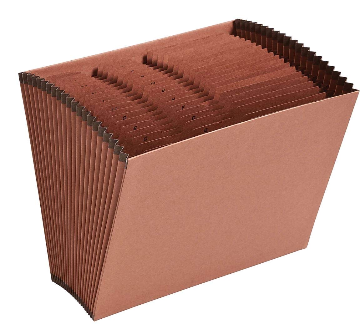 1InTheOffice Expandable Files Folders, Accordion File Folder Letter Size, Alphabetical File Organizer, 21-Pocket, A-Z Index, Brown