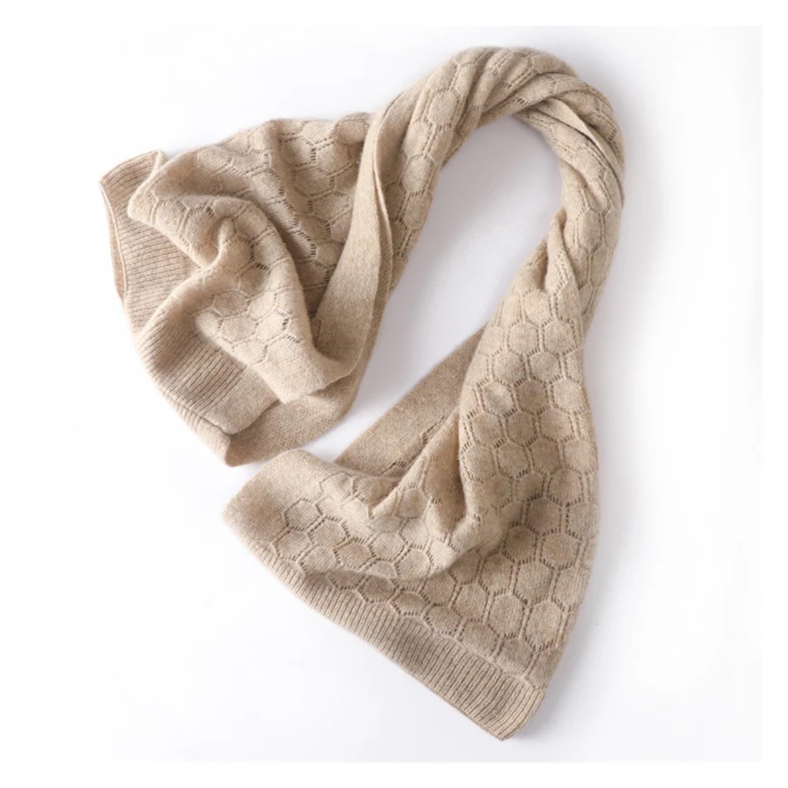 Scialle Donna Sciarpa da Donna Calda Lavorata a Maglia ricoperta di Mantello di Lana Sciarpa a Doppio Scopo scavata alla Moda Autunno e Inverno(Khaki)