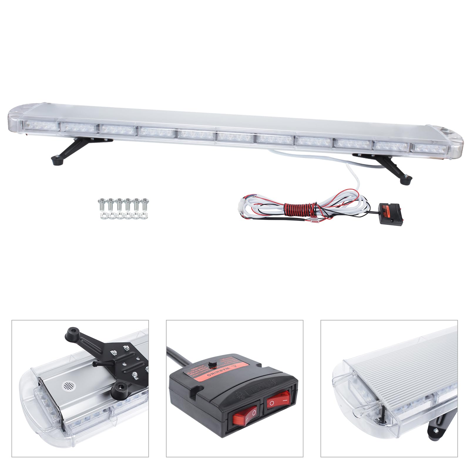 Faro Lampeggiante Led Giallo 96W Universale Lampada Da Soffitto Led 12-24V Per Auto 15 Modalità Di Lampeggiamento Con Controller Adatto Per Guida Notturna E Intemperie.