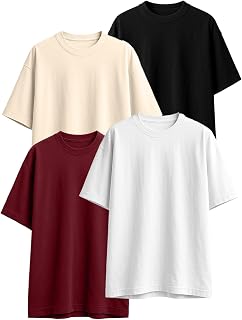 JUNEBERRY® 100% Pure Cotton Oversized Loose Fit Half Sleeve Drop Shoulder Solid Core Round Neck Multicolor T-Shirt Combo f... Price In India