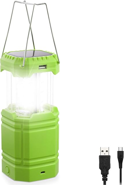 Solar Camping Lantern, Ultra Bright Collapsible Hand Crank LED Flashlight, Portable Wind Up Tent Light, USB Charging, Electronic Lamp for Outdoor and Emergencies