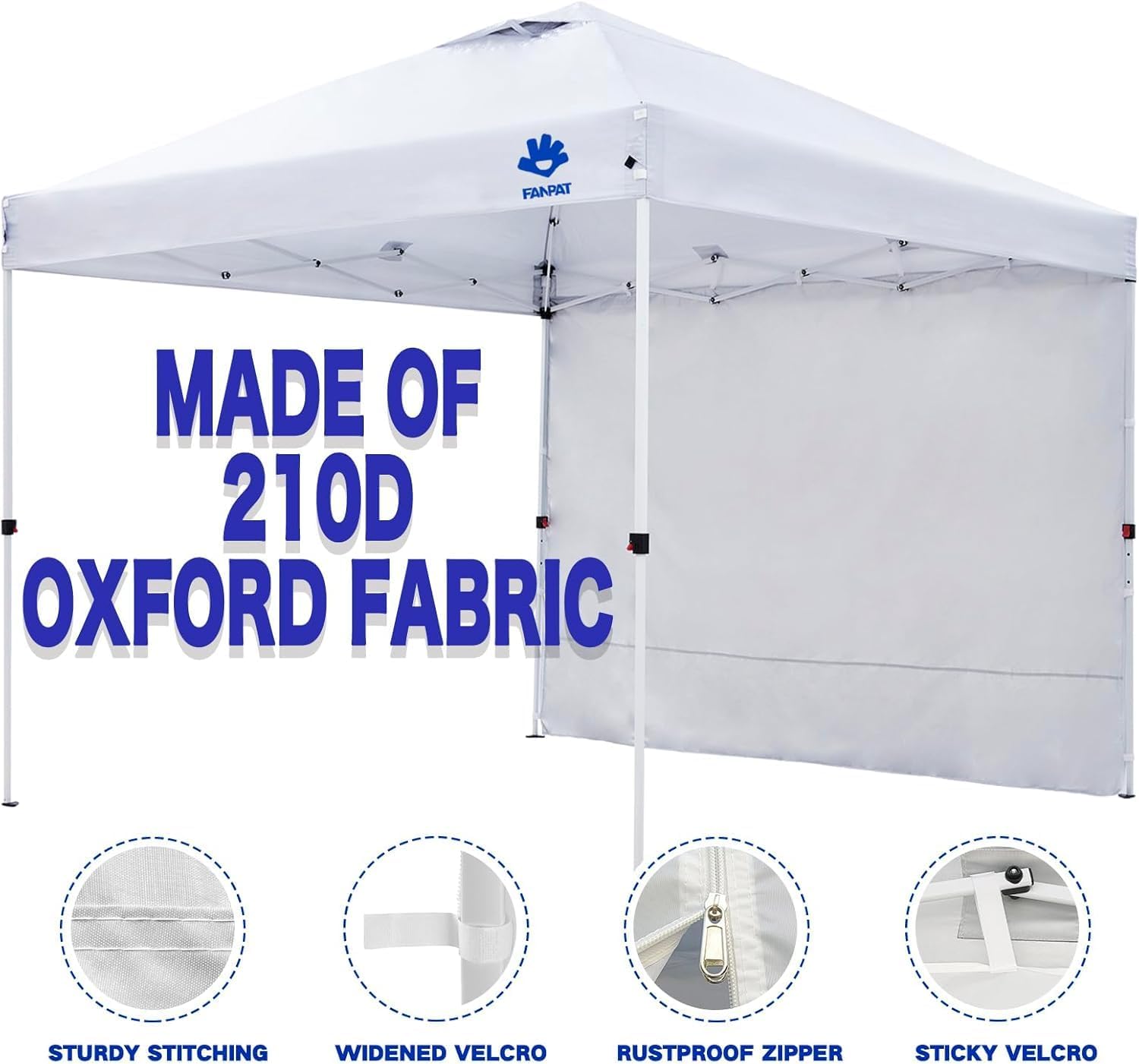 Fanpat Instant 10x10 Canopy Sidewalls for Pop Up Canopy, Waterproof UV Protection Fabric, 4 Packs Sidewalls with Zipper Door for Outdoor Events, Blue(4PCS Sidewalls Only, Canopy Tent Not Included)