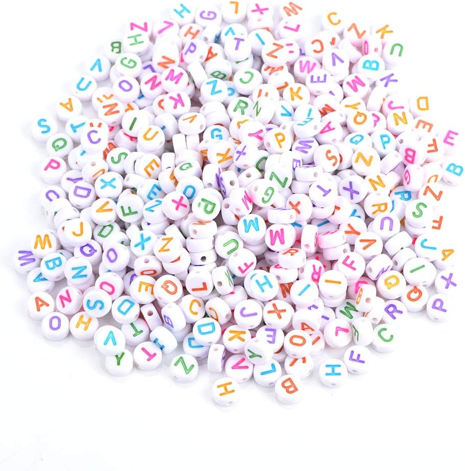 500Pcs Letter Beads Alphabet Beads Colors Acrylic Letter Beads A-Z Round Alphabet Beads for DIY Bracelet Necklace