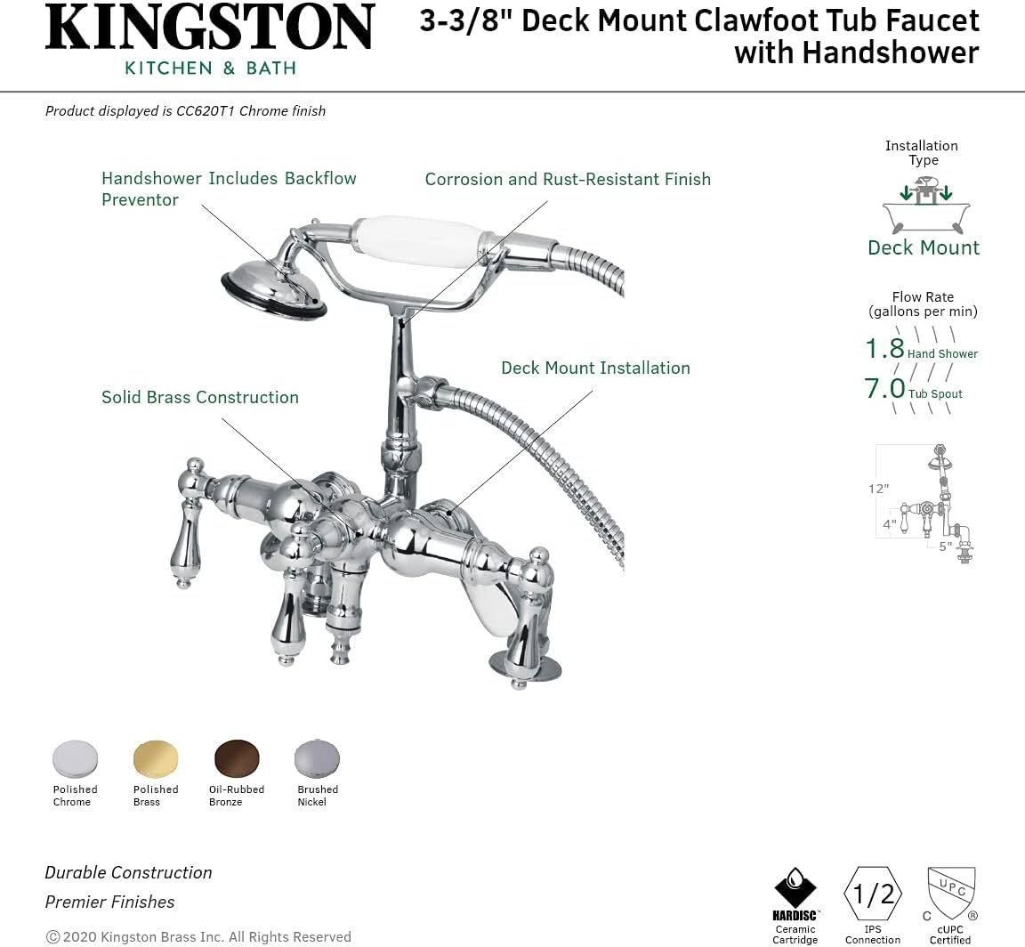 Lowest Price Kingston Brass CC619T5 Vintage Clawfoot Tub Faucet, 4-Inch to 13-Inch Adjustable Center, Oil Rubbed Bronze Best Cyber Monday 🔥 Kingston Brass CC619T5 Vintage Clawfoot Tub Faucet, 4-Inch to 13-Inch Adjustable Center, Oil Rubbed Bronze