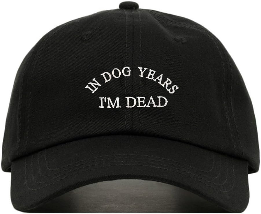 in Dog Years Dad Baseball Hat, Embroidered Dad Cap, Unstructured Soft Cotton, Adjustable Strap Back (Multiple Colors)
