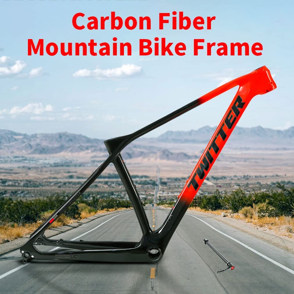 HIMALO Carbon Fiber Bike Frame 27.5er 29er XC Hardtail Mountain Bike Frame 15''/17''/19'' Disc Brake Frame Thru Axle 148mm Universal 142mm(Orange,27.5 * 17'')