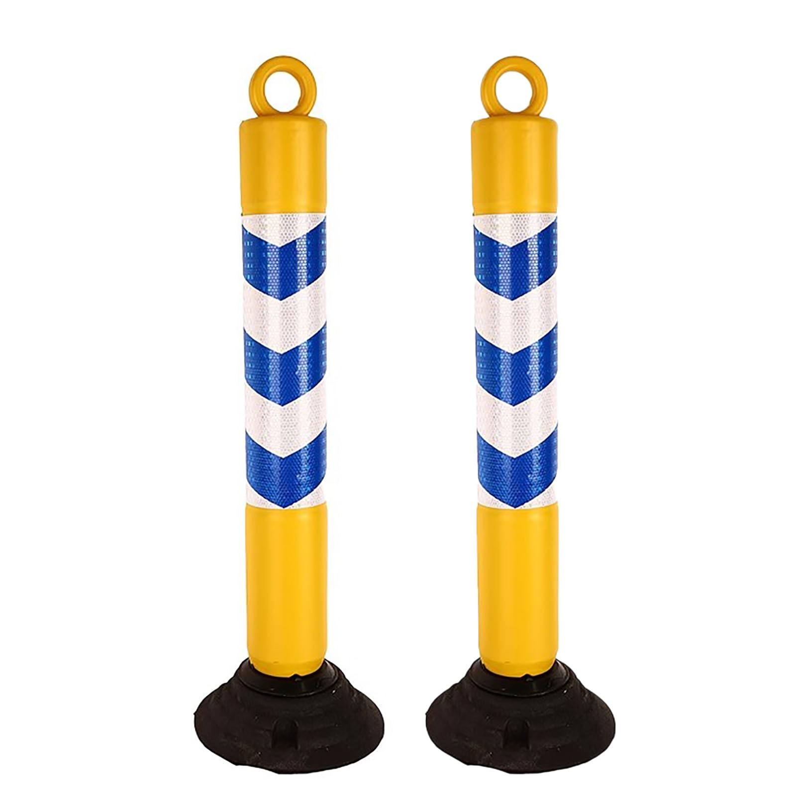 SaryEdge Flexible Reflective Safety Bollard Post with Base Kit for Portable Traffic and Parking Barrier Warning,Blue-2pcs,Blue-2pcs