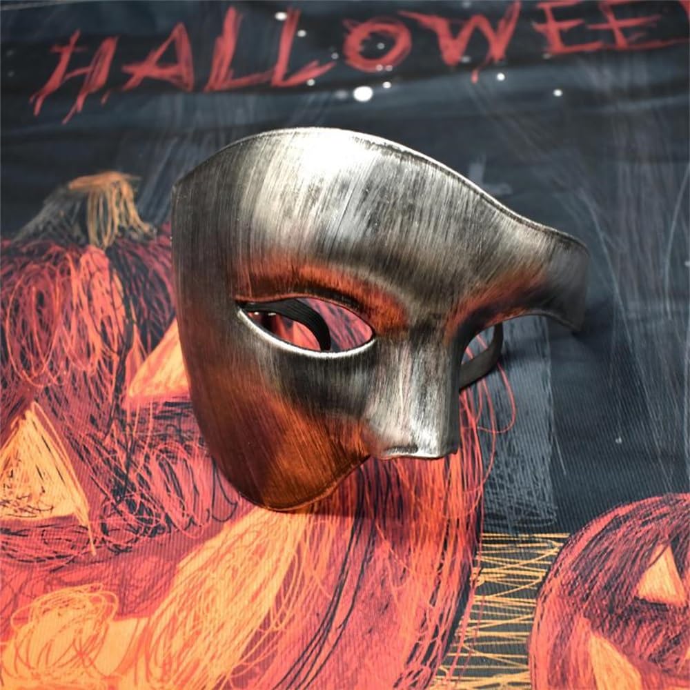 Komonee Half Face Halloween Mask Bronze Phantom Of the Opera Costume Adult Outfit Venetian Carnival Masquerade Party Fancy Dress Cosplay For Men Women - Image 3