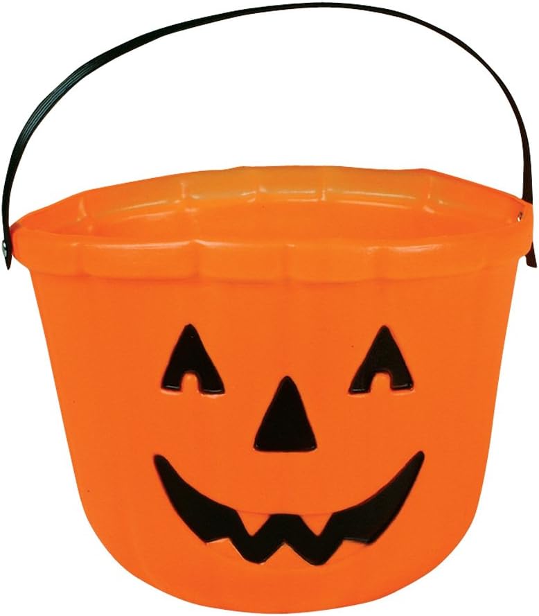 Orange Plastic Pumpkin Jack O Lantern Design Trick Or Treat Bucket