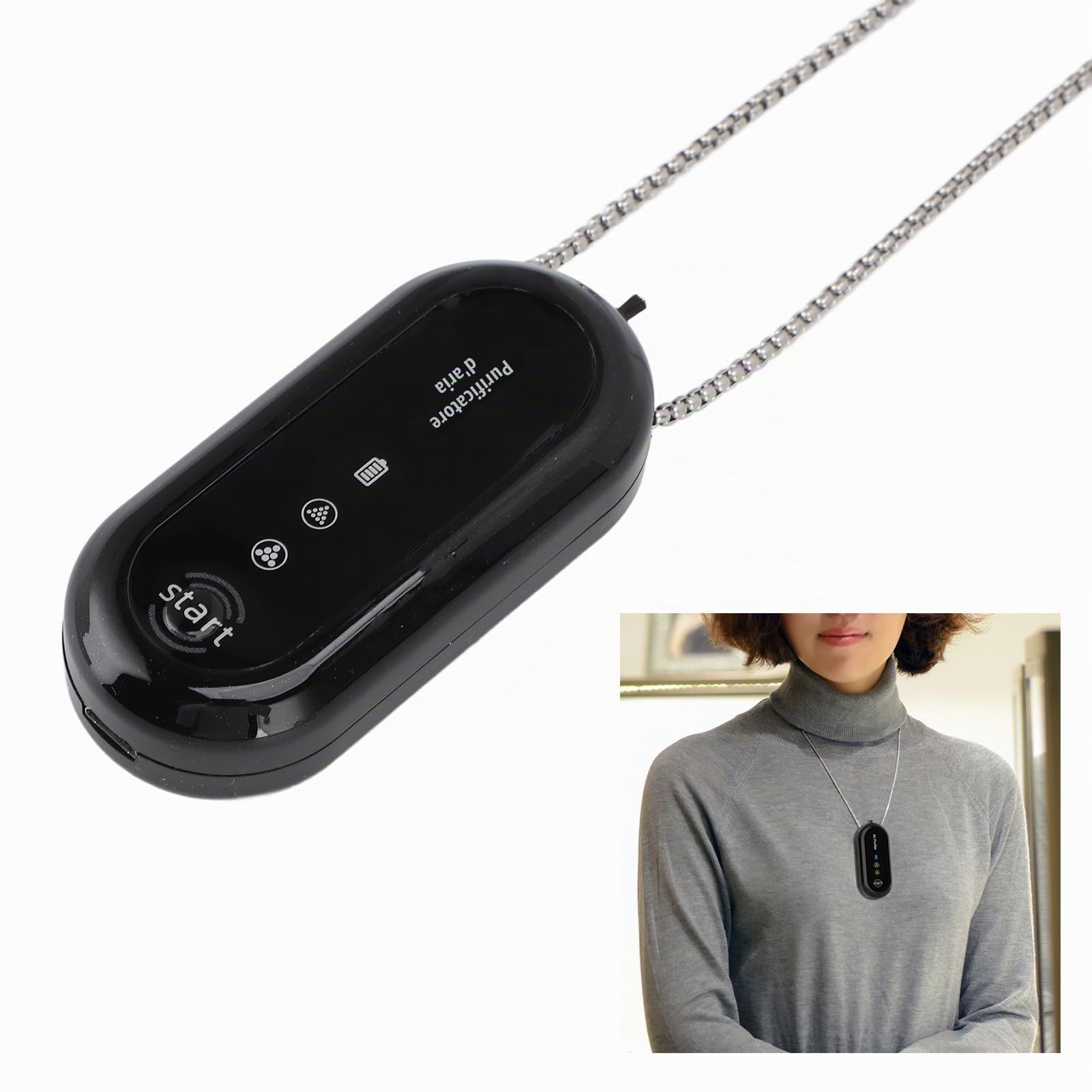 Purificatore D'aria Portatile, Ionizzatore Personale Indossabile per Collana D'aria più Pulita, Compatto e Ricaricabile, Ideale per Viaggi, Ufficio e Uso Esterno, 120 Milioni di