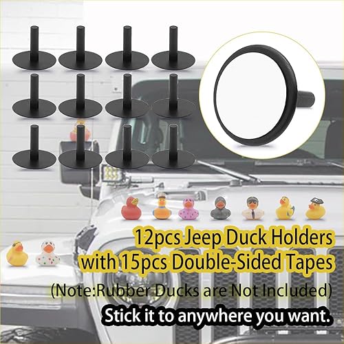 Miniatura 4 de Soporte de plástico para Jeep Dash, 12 piezas de soporte de pato de goma para Jeep Dash y pantalla fija con 15 calcomanías de doble cara (excluyendo