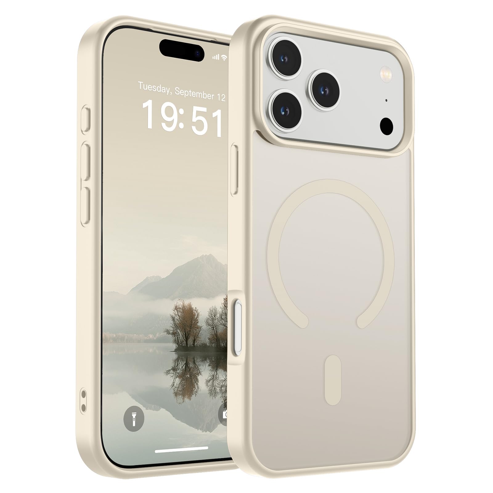 SUPFINE Magnetic for iPhone 17 Pro Max Case (Compatible with MagSafe)(Military Grade Drop Protection) Translucent Matte Shockproof with Anti-Fingerprint Phone Cover,Antique White