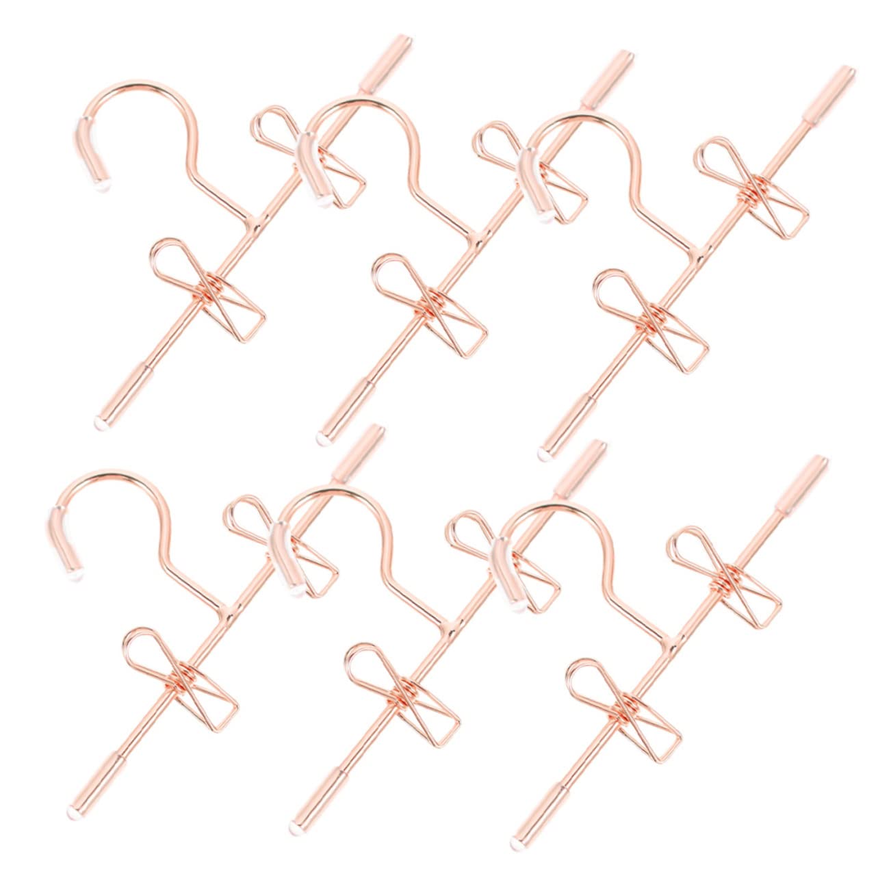 ABOOFAN Mini Perchas para Ropa De Muñecas Organizador De Ropa Miniatura Hangers Metálicos De Rosa Dorado para Muñecas Y Accesorios 6 Piezas X 5