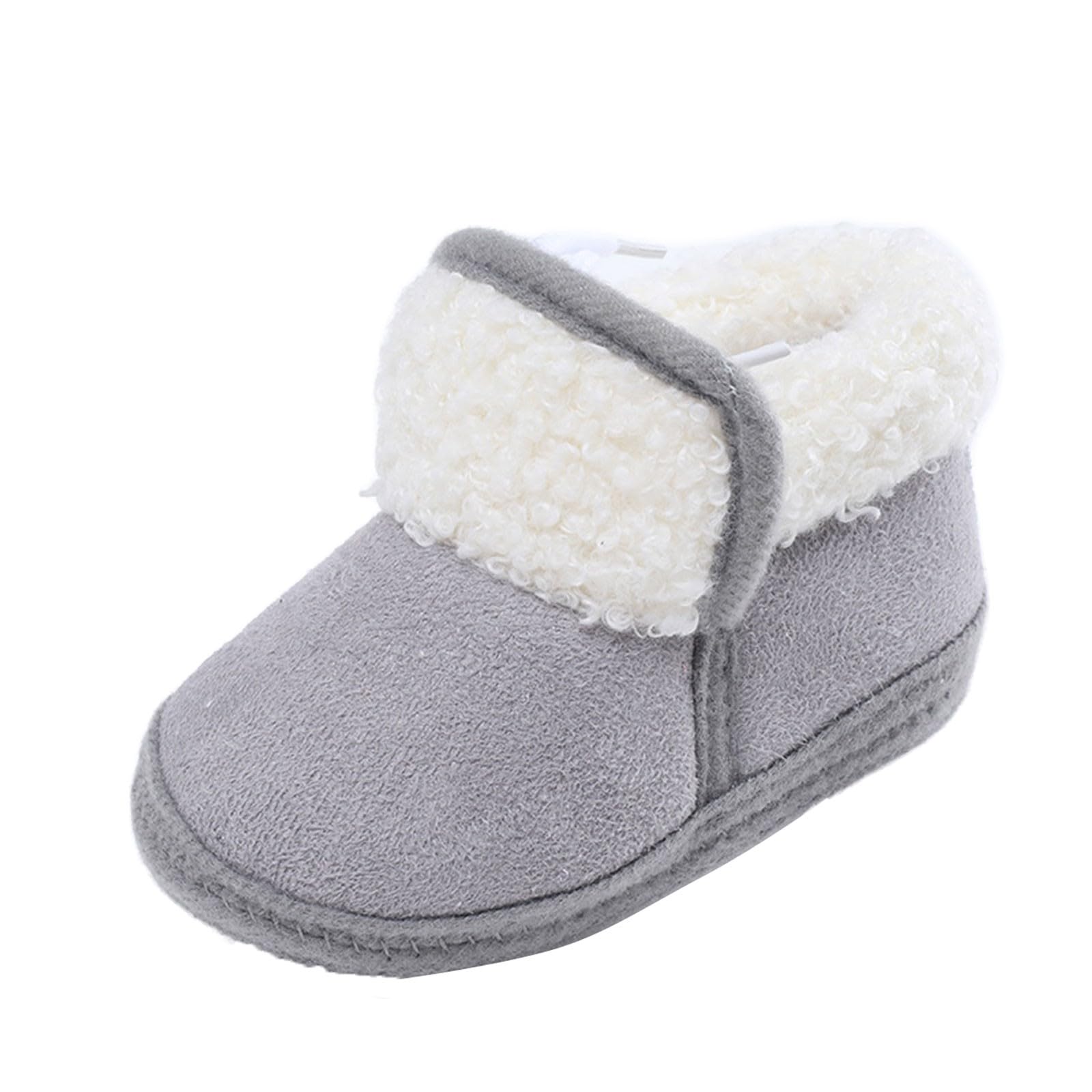 Infant Baby Warm Snow Boots Toddler Girls Boys Winter Shoes Anti-Slip Soft Sole Ankle Booties Faux Furry Fuzzy Boots (Grey, 3-6 Months)