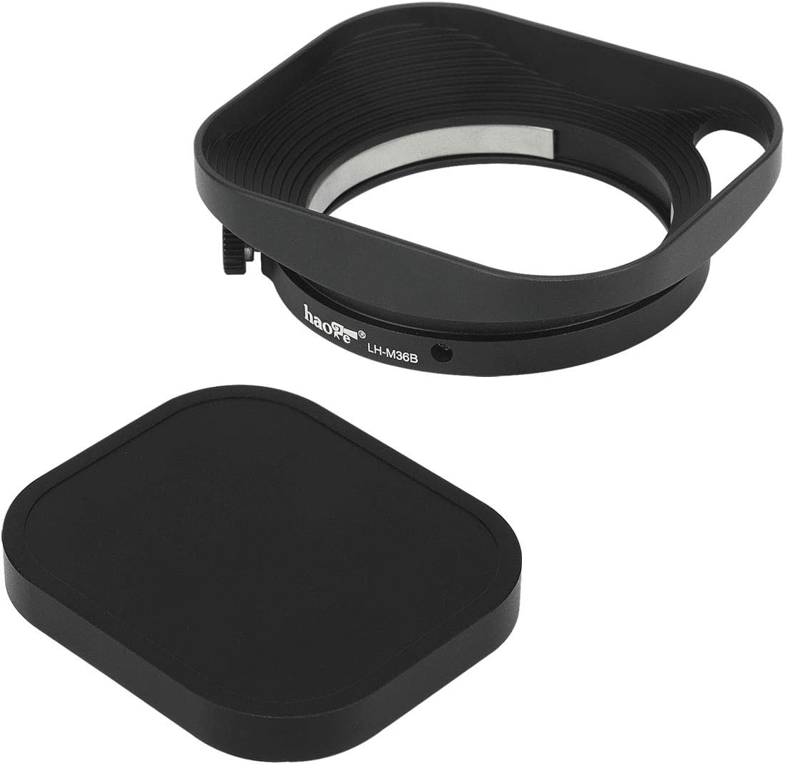 Haoge LH-M36B Square Metal Lens Hood Shade Compatible with Leica Summicron 35mm f2, Summicron M 35mm f2, Summicron-M 35mm f2 ASPH and Elmarit-M 28mm f2.8 ASPH Lens Hollow Out Designed Black