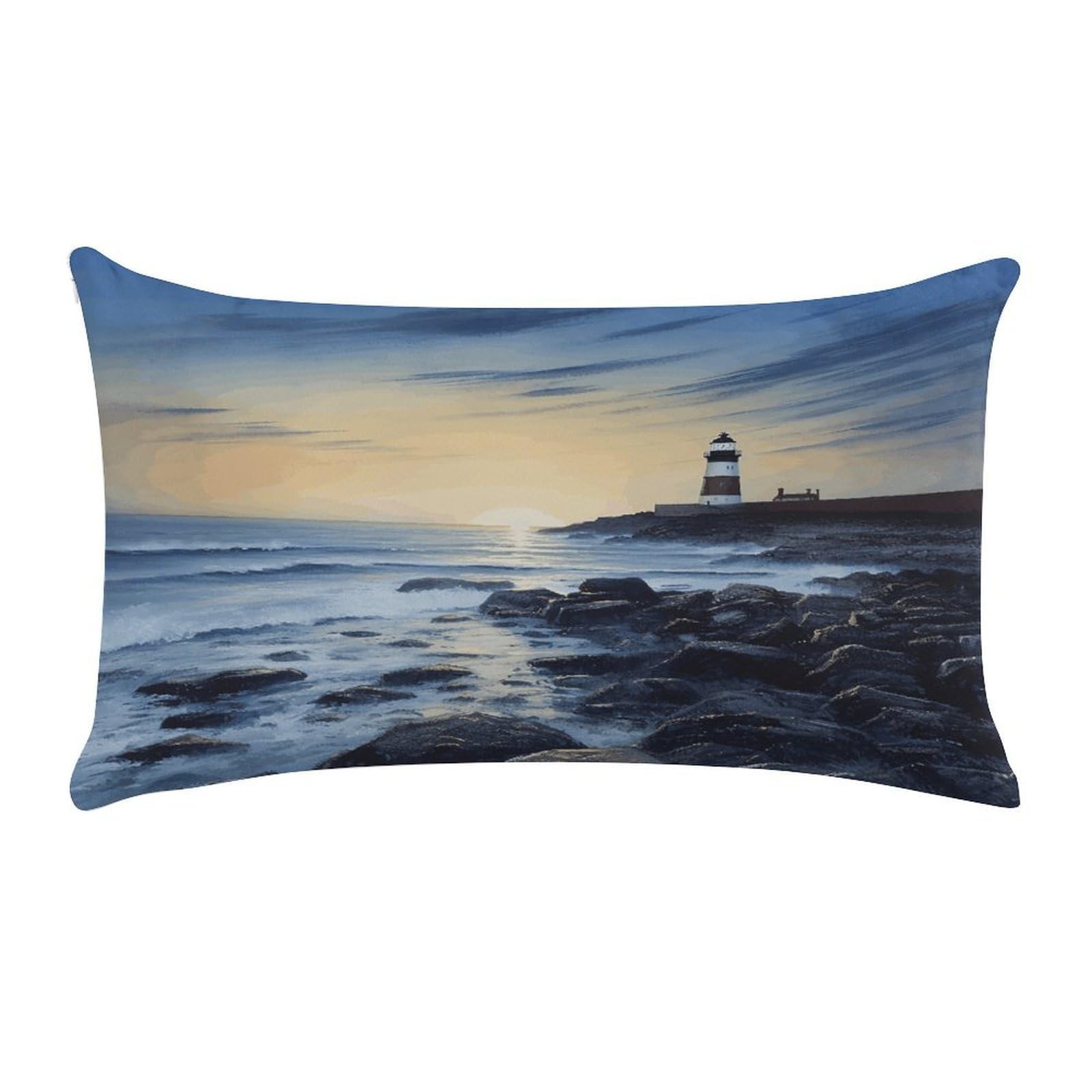 VstaDank The Seaside Lighthouse Pillow Cover Pillowcase for All Seasons Short Plush Body Pillow Case Soft Cozy Fuzzy Lumbar Long Pillow Cover for Bed Sofa Bench 20 X 12 Inches