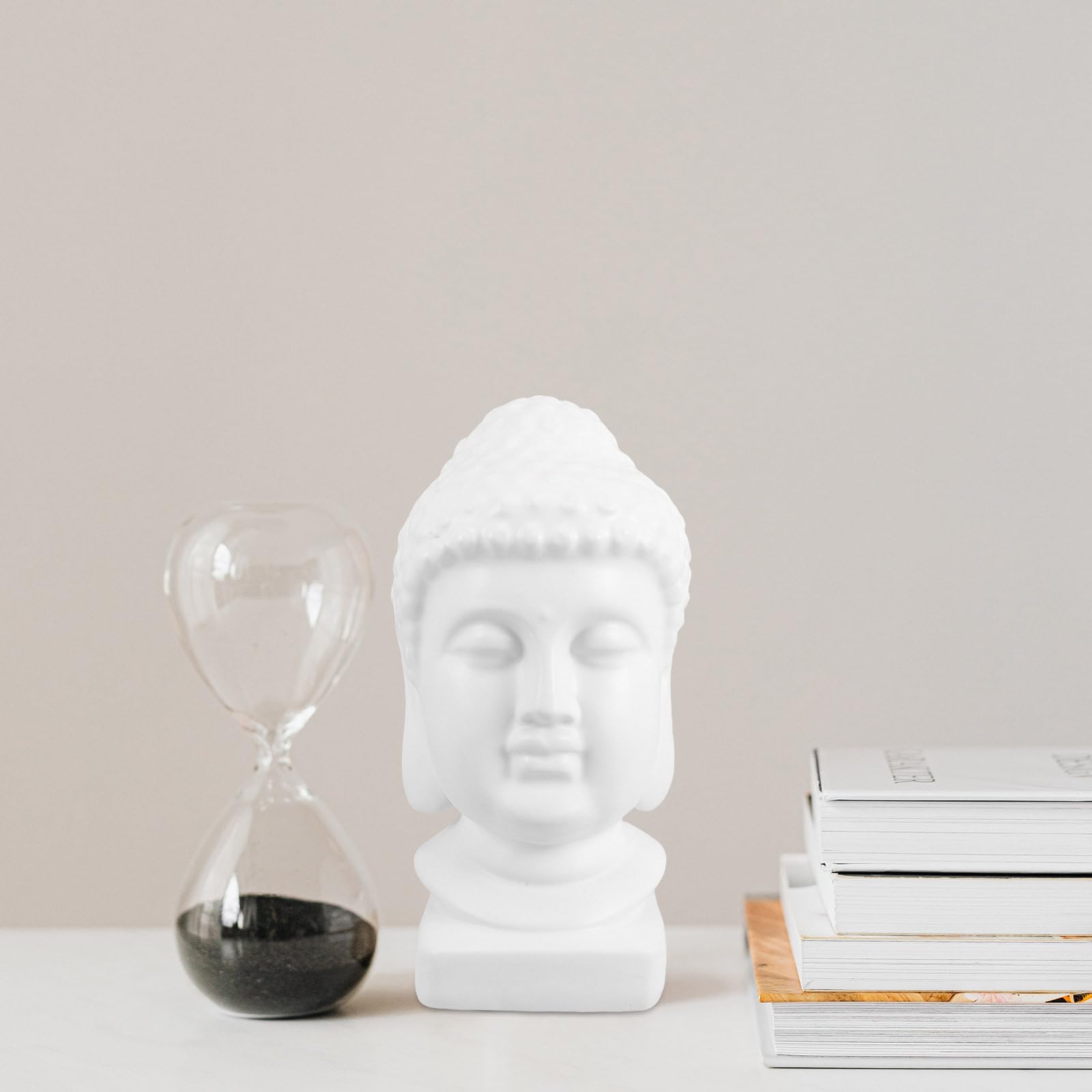 Tofficu Escultura Detalles Intrincados en Resina de Cabeza de Buda de Color Claro para Decoración del Hogar y Espacios de Meditación en Ocasiones Obsequios