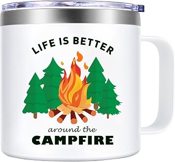Camping Mug - 14Oz, RV & for Campers & Couples, Camping Life with Family & Friends