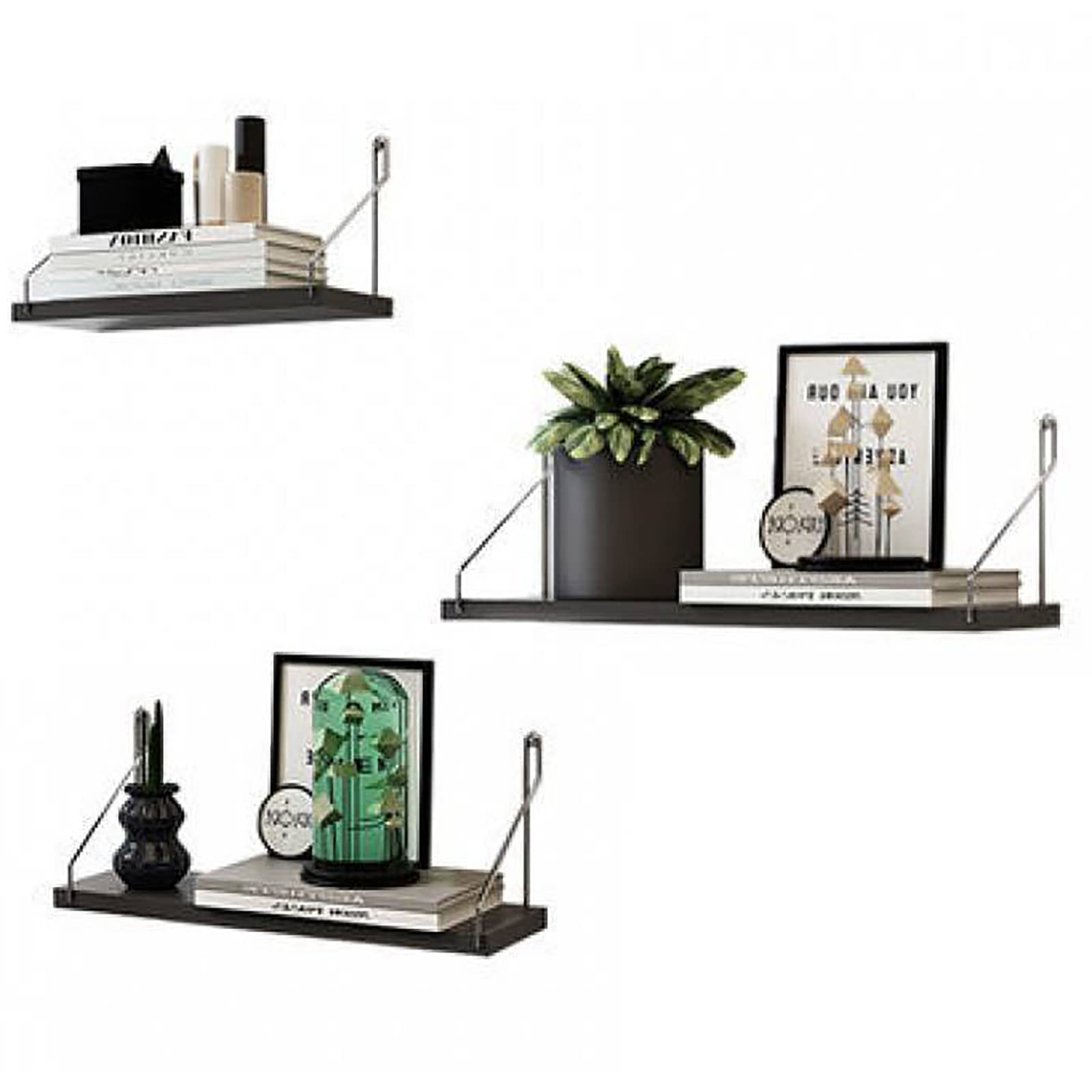 Set di 3 Mensole da Parete,30/40/50 cm Mensole Sospese,Home-Neat Set di 3 Mensole a Parete Galleggianti,Max Carico 15 kg,per Soggiorno, Ufficio, Cucina, Decorazioni, Libri