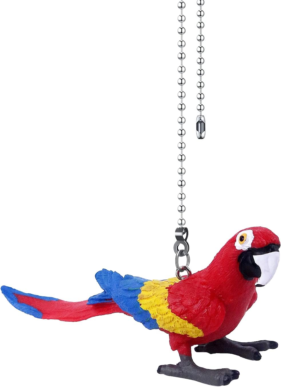 Parrot Ceiling Fan Pull Chain,12in Vivid Bird Fan String Pulls Charm Extension Decorative,3mm Diameter Beaded Fan Light Pull Chains Extender Ornaments with Connector for Kids Room
