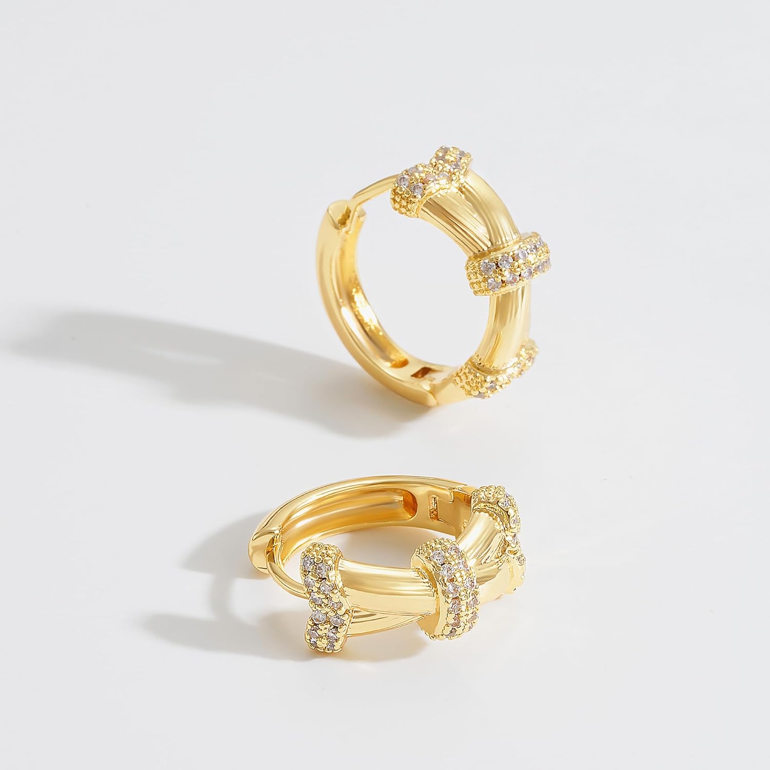 LOYATA Huggies Hoops Earrings for Women 14K Gold Plated Hoop Earrings Cubic Zirconia Diamond Dainty Earrings Hypoallergenic Simple Jewelry Gift for Women - Image 6