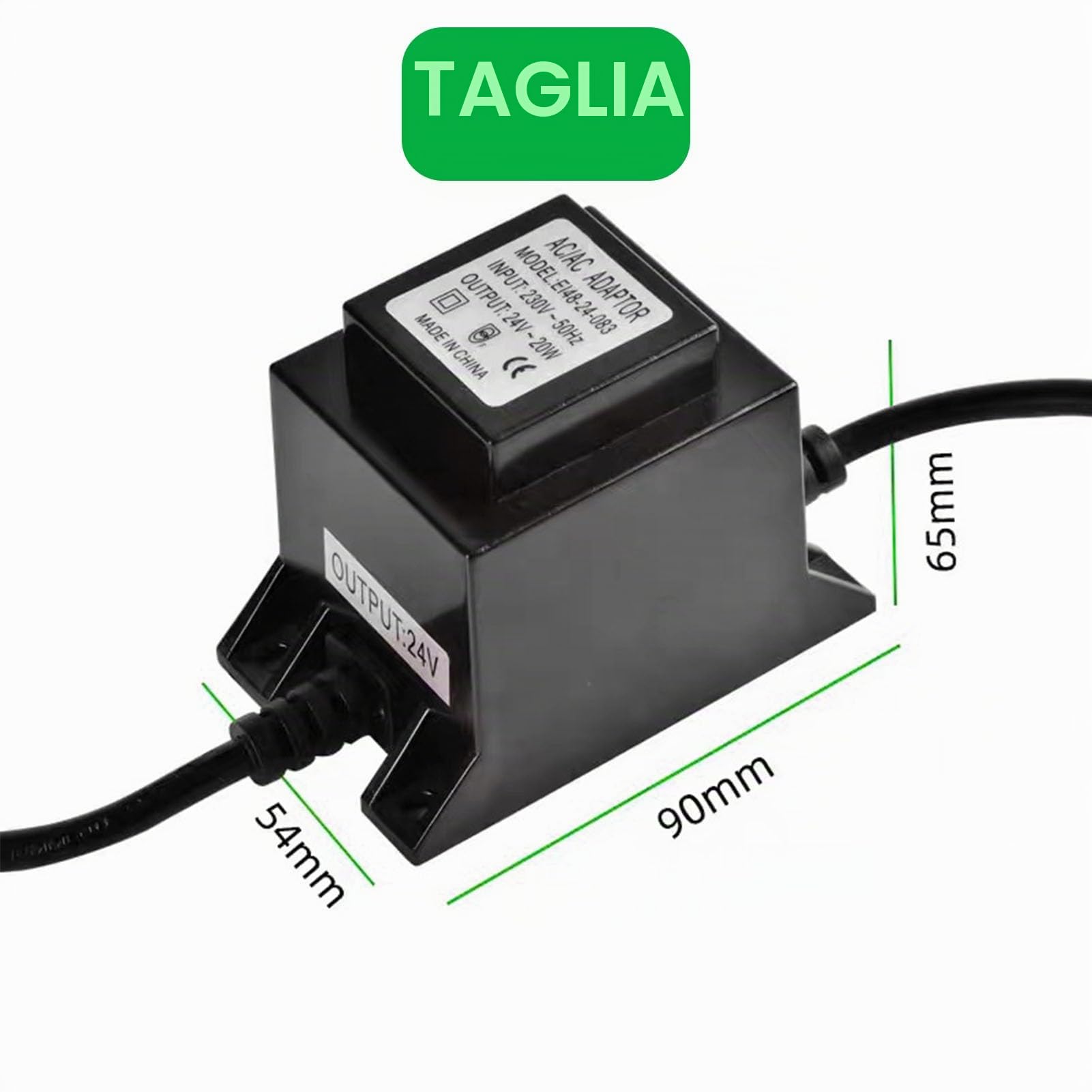 Trasformatore LED 24V Alimentazione AC/AC 50W,Trasformatore di alimentazione con spina per esterni IP68,Alimentatore LED 24v per illuminazione pompa per laghetto