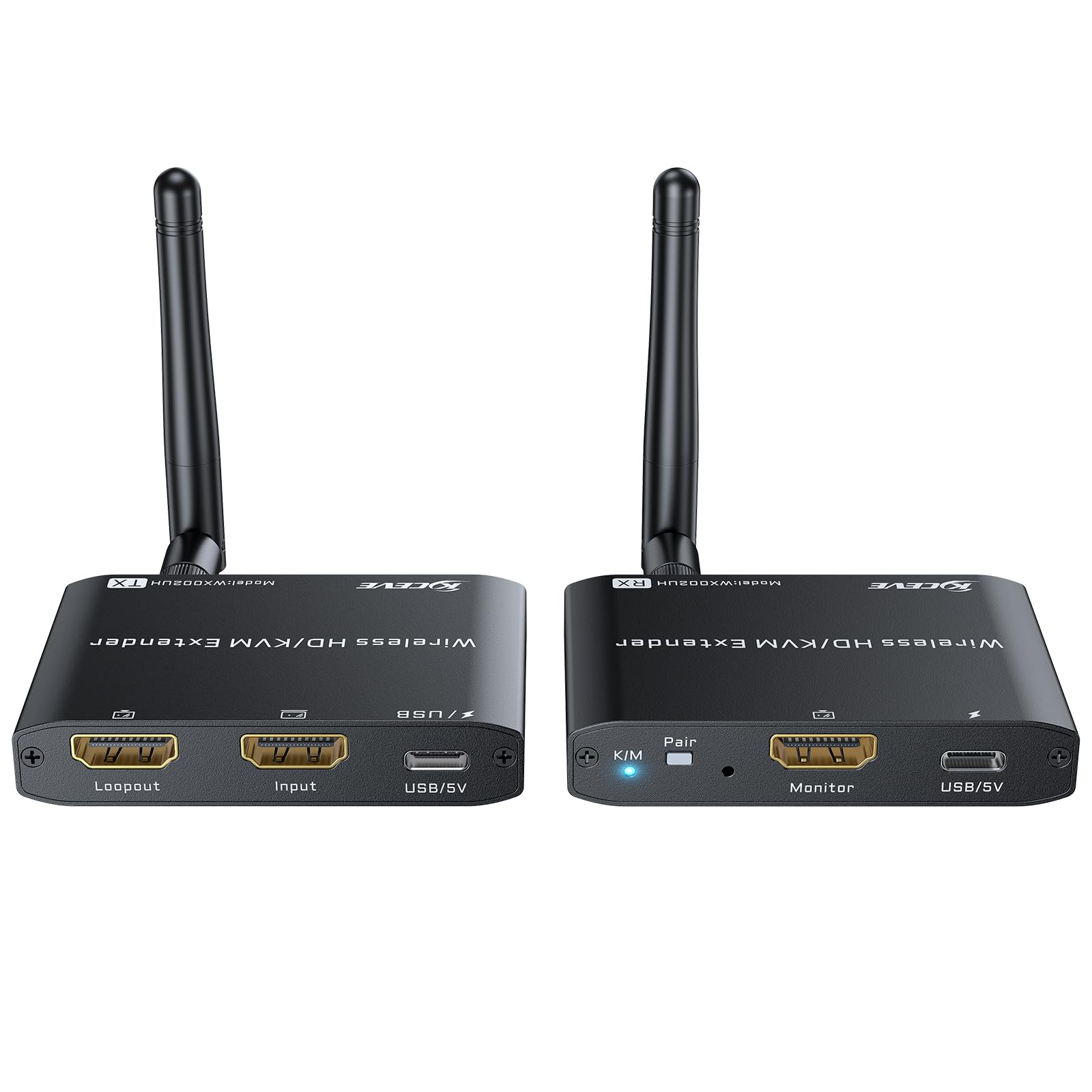 Kit trasmettitore e ricevitore KVM HDMI wireless 200M/650Ft 1080p @ 60Hz HDMI e USB Wireless Video & Audio & Tastiera Mouse Extender PC a TV mittente e ricevitore con Loop-Out locale