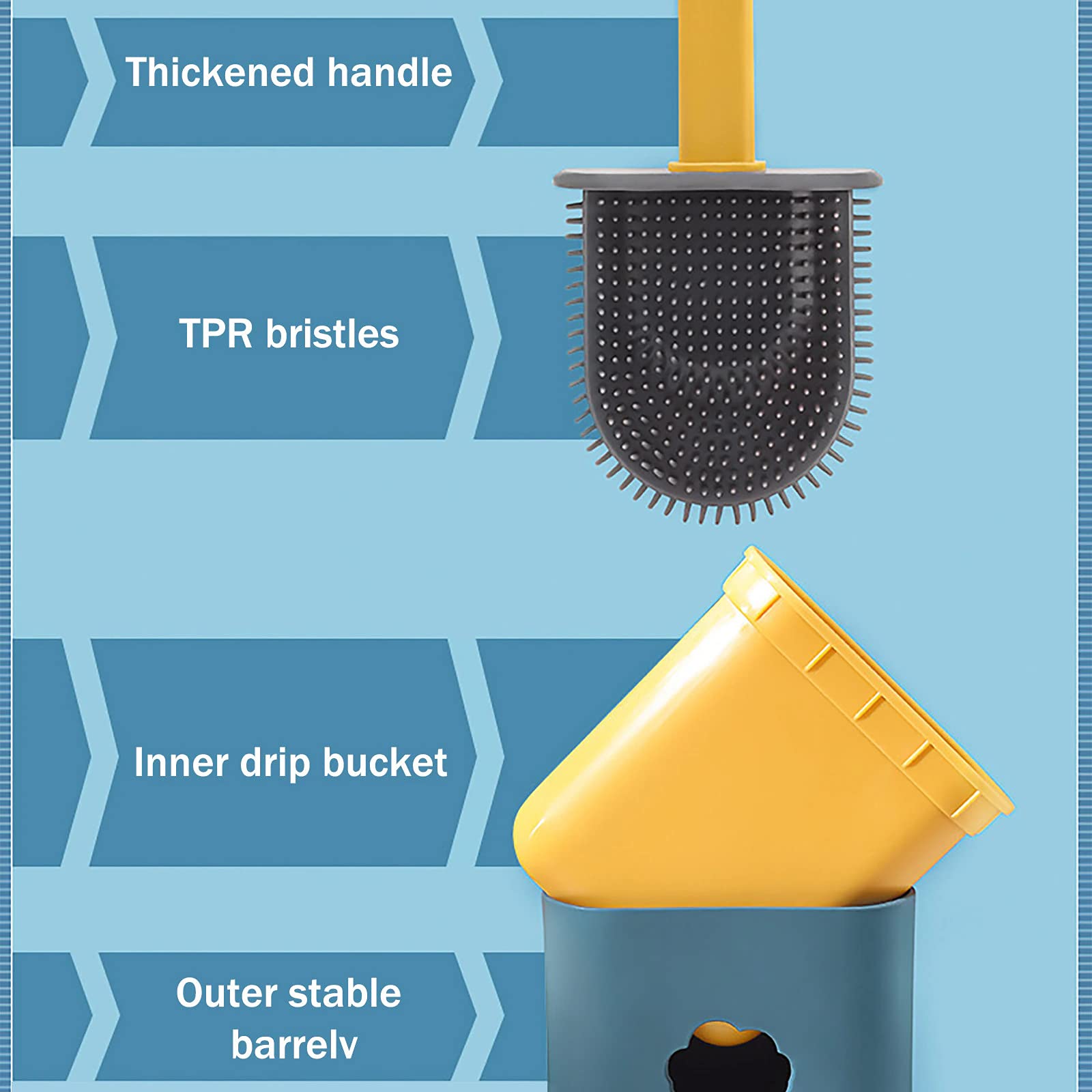 US1984 Silicone Toilet Brush with Bathroom Toilet Cleaning Brush and Toilet Brush with Wall Mount Holder (Green) 2