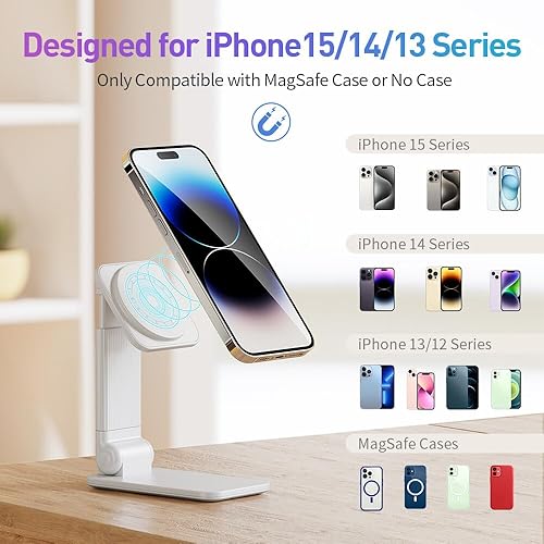 Miniatura 3 de iWALK StandMe Mag - Soporte magnético plegable para iPhone para escritorio, altura ajustable, manos libres, soporte magnético para teléfono,