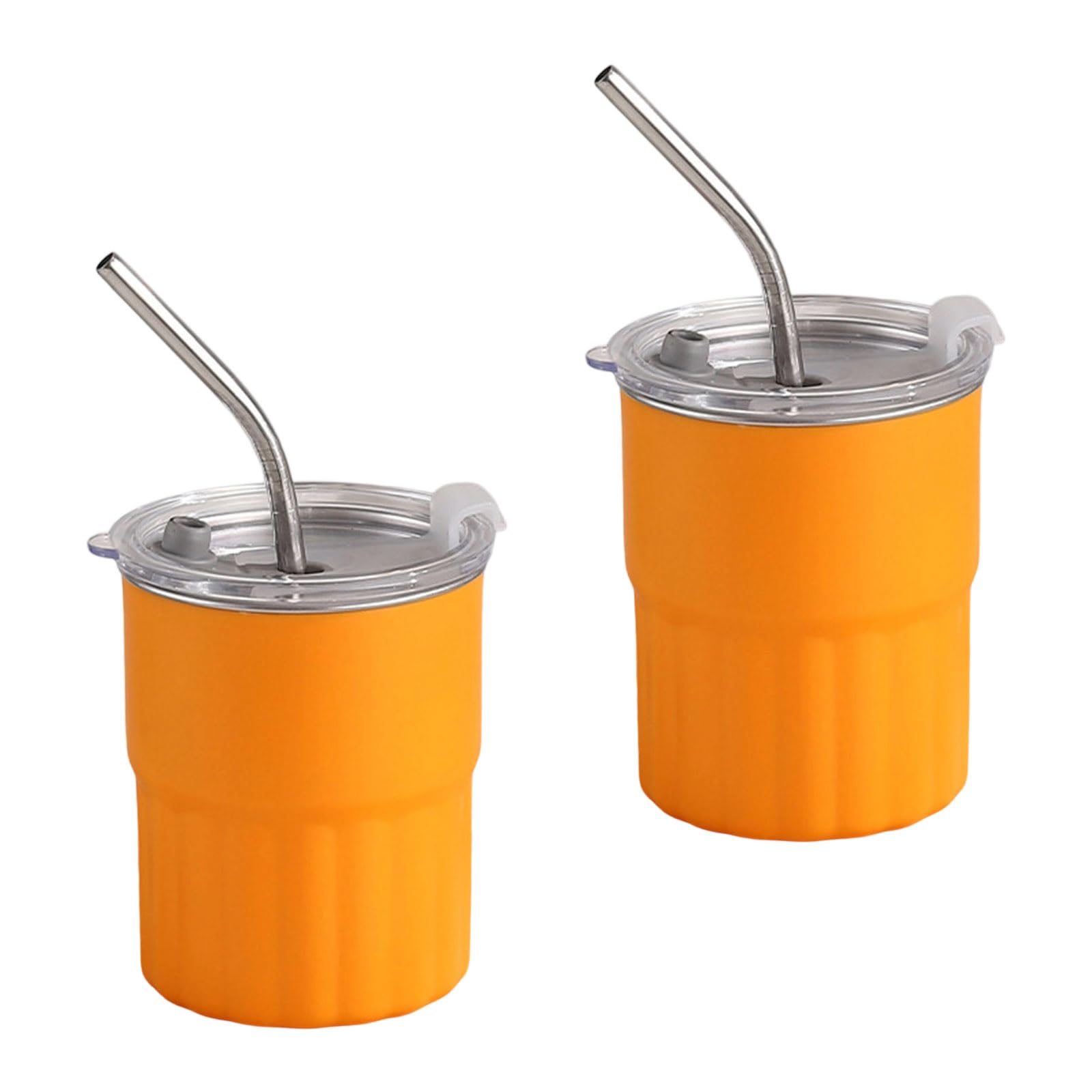 Xinsheinelry 2pcs 304 Stainless Steel Mugs Stackable Double Walled Cup Cold Dishwasher Safe Water Drinking Glasses with Straw and Lid Home and Drinkwares