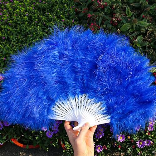 Éventail de plumes pliant vert pour danse et performance de cabaret - 7