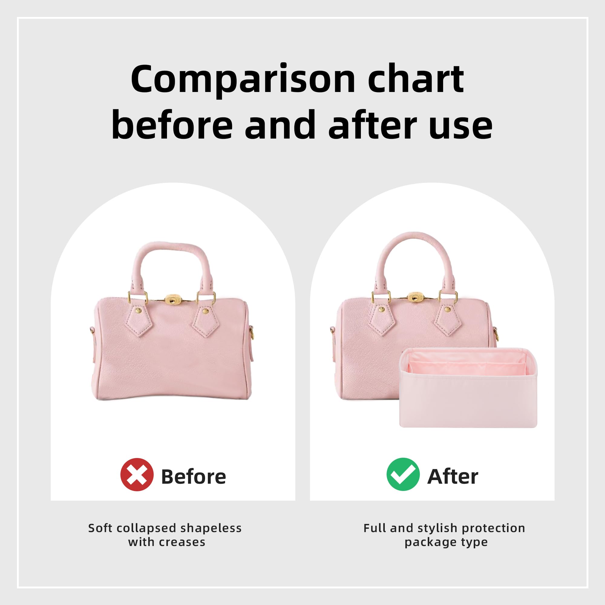DGAZ Organizador de seda para bolsos LV Speedy 16/20/25/30/35/45, organizador de bolsas suave y sedoso, moldeador de bolsos de lujo (rosa, SP30)