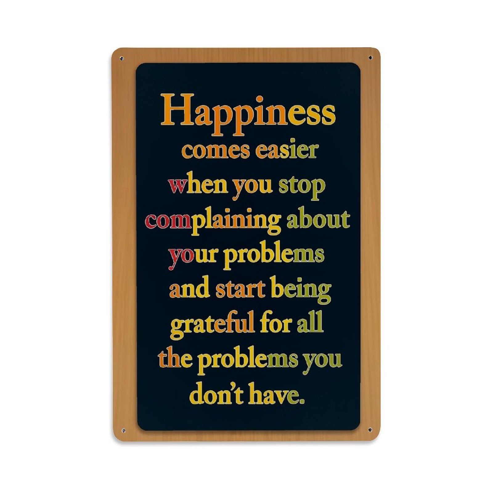 Jdfenggu Vintage Happiness Comes Easier When You Stop Complaining Retro Metal Tin Sign, Decor Art Poster For Bar, Home, Man Cave, Kitchen, Laundry Room Gift 8X12inch