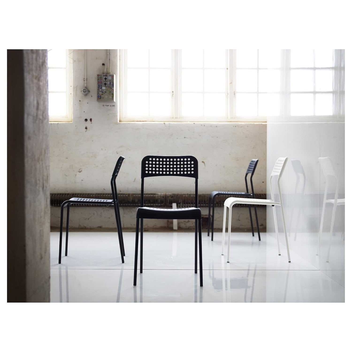 Ikea Modern Chair (Steel , White) Standard White