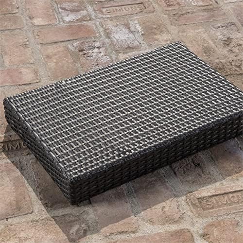 GDFStudio Savana 3 Piece Outdoor Wicker Lounge with Water Resistant Cushions & Coffee Table (Grey/Brown&WhiteStripes)