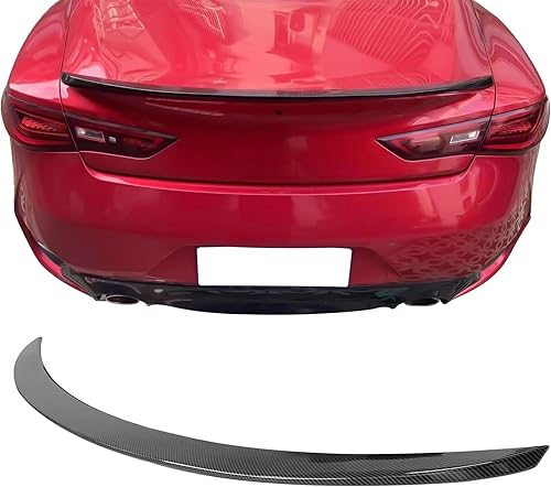 Miniatura 3 de IKON MOTORSPORTS, Alerón de maletero compatible con Infiniti Q60 2017-2022, plástico ABS negro brillante estilo X High Kick Duckbill alerón de tapa