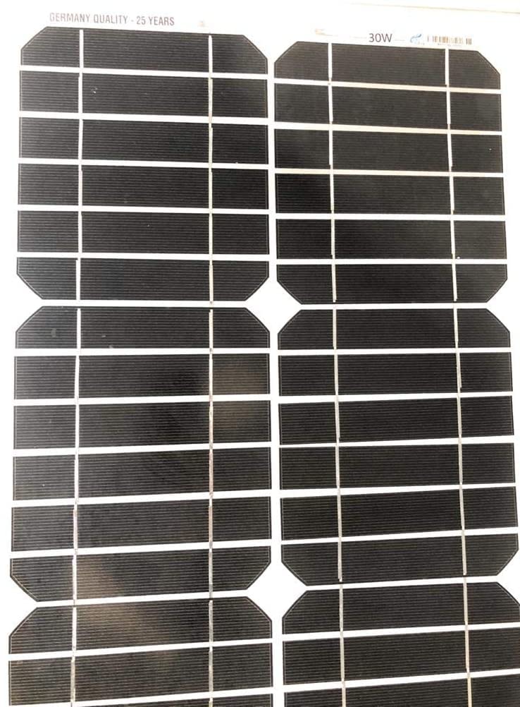 Pannello ad Energia Solare Fotovoltaico 30W 12V Con Celle In Silicio e Pinze