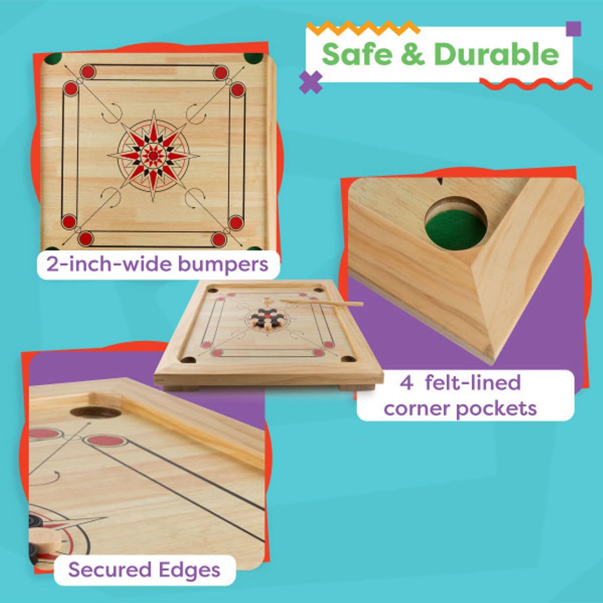 Amazon.co.jp: Hey Play キャロムボードゲーム - 木製ストライク