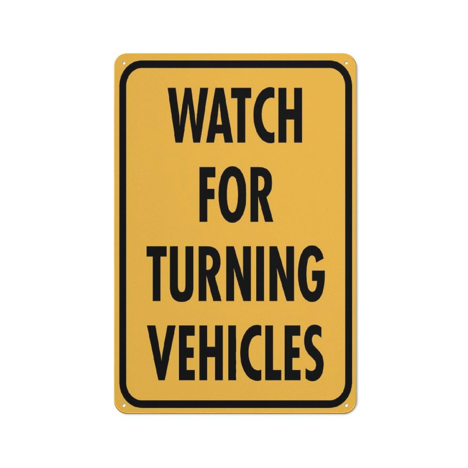 Xewazd A1989 Watch For Turning Vehicles 8"X12" Aluminum Sign - Rust-Resistant, Weather-Durable, Easy To Mount