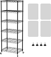 Vista 24 de SINGAYE Estante de almacenamiento ajustable de 4 niveles con ruedas, estantería resistente, estantes de alambre para garaje, oficina, despensa