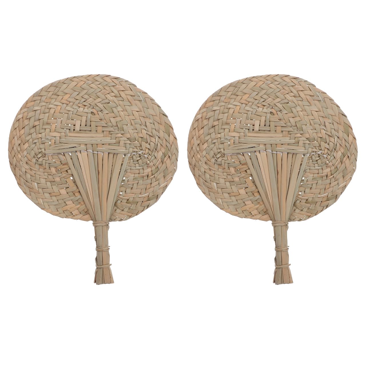 GLEAVI Gleavi 2 Pcs Handwoven Straw Fan Large Cooling Wicker Fan for Summer Walks Home Bedroom Office Decor Stage