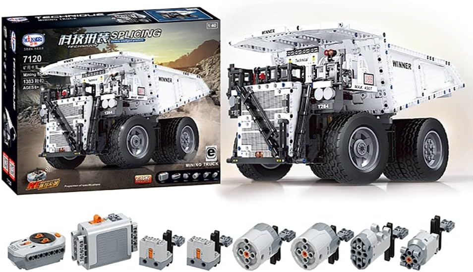 HHMKL Conjunto De ConstruccióN Blanco CamióN Minero con Control Remoto, Juguete De Bloque De ConstruccióN con Caja De Regalo, Mejor Regalo For Navidad, 1383 Piezas