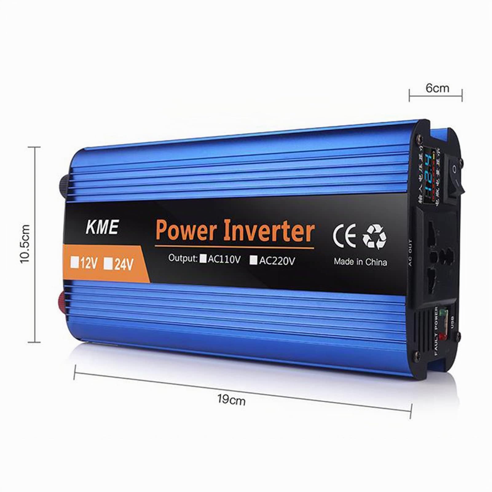 500W 1200W 2000W 2600W Inverter di Potenza DC 12V 24V 36V 48V 60V a AC 110V 220V Convertitore di Tensione del Veicolo con Clip per Accendisigari a Coccodrillo e Display,1200W-36V